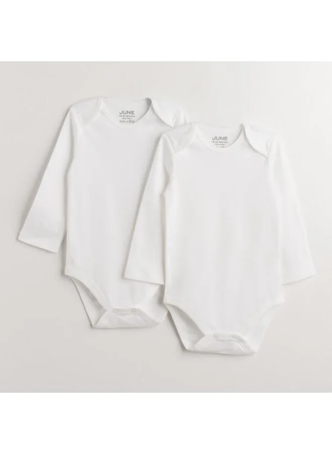 JUNE June Baby Basic Envelope Collar 2-Piece Long Sleeve Bodysuit White White