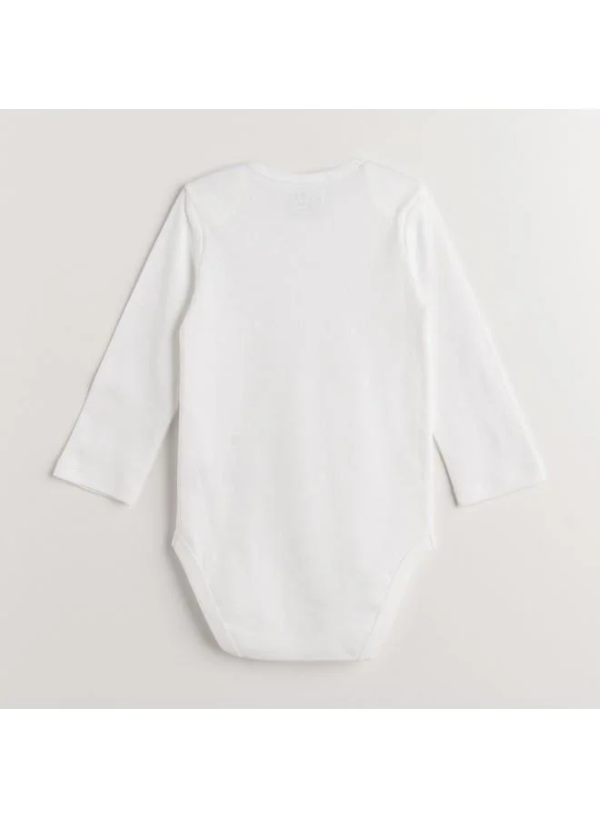 JUNE June Baby Basic Envelope Collar 2-Piece Long Sleeve Bodysuit White White