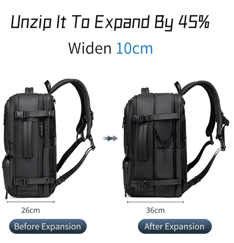 ARCTIC HUNTER Unisex Vacuum Backpack Water Resistant Two Way Loading Expandable Daypack for Business Travel for Men and Women, B00862 - Image 3