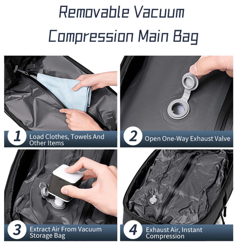 ARCTIC HUNTER Unisex Vacuum Backpack Water Resistant Two Way Loading Expandable Daypack for Business Travel for Men and Women, B00862 - Image 4
