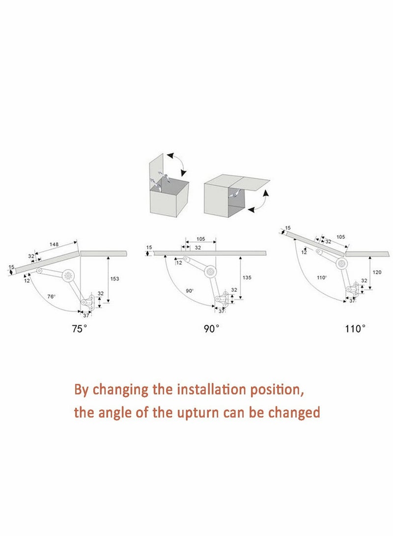 Cobest Soft Closing Door Panel Support Hinges Stay Folding Cover Stopped at Will for Heavy Duty Clamshell Cabinet Cover Wall and Box - Image 4