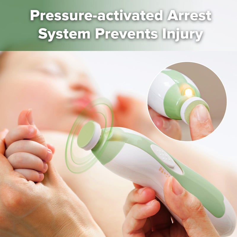 haakaa مجموعة قلام أظافر كهربائية للأطفال من هاكّا للعناية بأظافر الرضع والأطفال أو البالغين، مجموعة العناية بأظافر الأطفال و4 وسادات استبدال إضافية - ميدو - Image 4