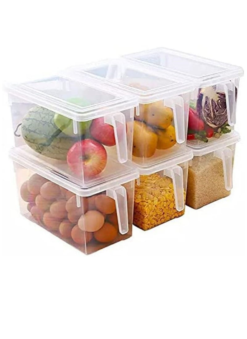 6-Piece Fridge Plastic Food Storage Containers With Lids Clear 31x15x16cm