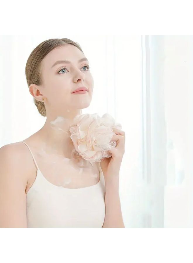 2Pcs Set Pink Gradient Color Bath Ball With Hooks Soft Durable Shower Sponge - Image 2