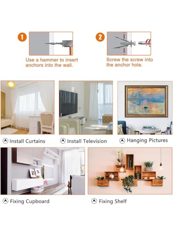 LLQDNTK Drywall Anchors, 50 Pcs Self-Drilling Anchors, Easy to Install, Expands for Strong Hold, Perfect for Home Decor - Image 4