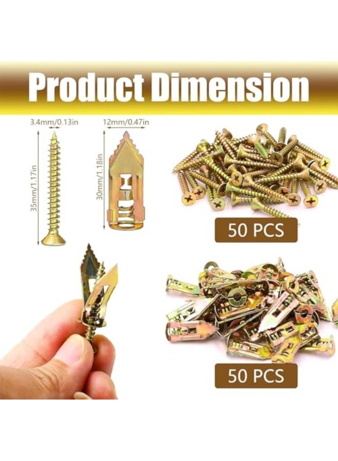 LLQDNTK Drywall Anchors, 50 Pcs Self-Drilling Anchors, Easy to Install, Expands for Strong Hold, Perfect for Home Decor - Image 2