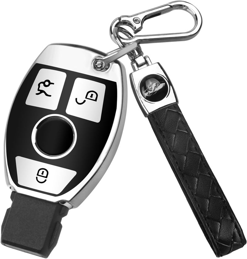 FT FUNTOR Mercedes Benz Car Key Cover with Keychain - TPU Case for 3 Button Keys - Image 1