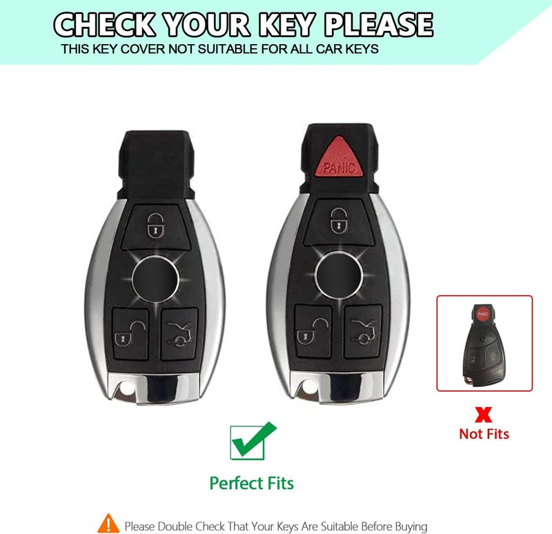 FT FUNTOR Mercedes Benz Car Key Cover with Keychain - TPU Case for 3 Button Keys - Image 2