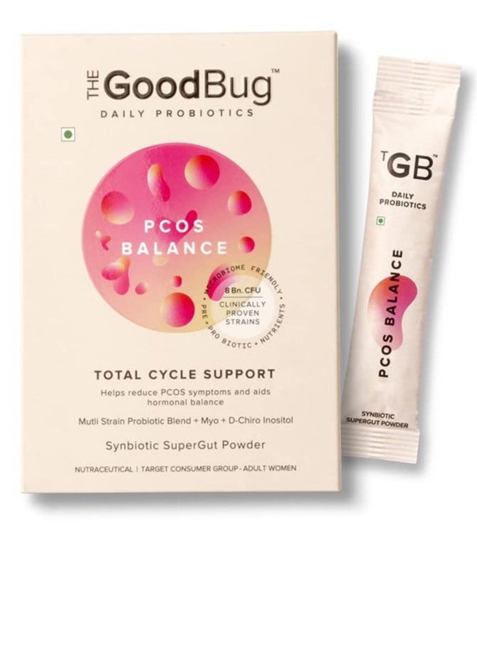 The Good Bug SuperGut Powder for Women Pre and Probiotic Blend with Myo D Chiro Inositol Helps Regularise Periods Assists in Weight Management Facial Hair 15 Days Pack  - Image 1