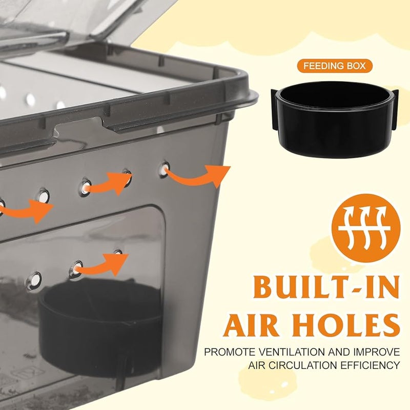 صندوق تربية الزواحف من البلاستيك الأسود قفص جيد التهوية للسلاحف والوزغ والثعابين سهل التركيب والتنظيف - Image 4