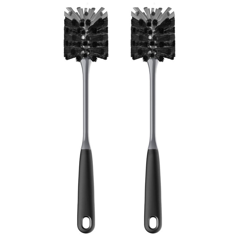 Mr Siga MR.SIGA Long Handle Bottle Brush, Flexible Scrub Brush for Water Bottles, Glasswares, Mugs, Black, 2 Pack - Image 1