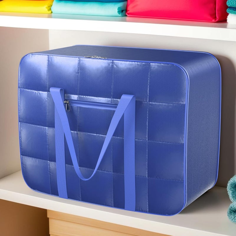 Kuber Industries Pack of 2 Parachute 120L Large King Size Dustproof Underbed Storage BoxBlanket Storage BagsCover Double Bed Storage BagStorage Bag for Clothes Documents Books ToysNavy Blue - Image 2