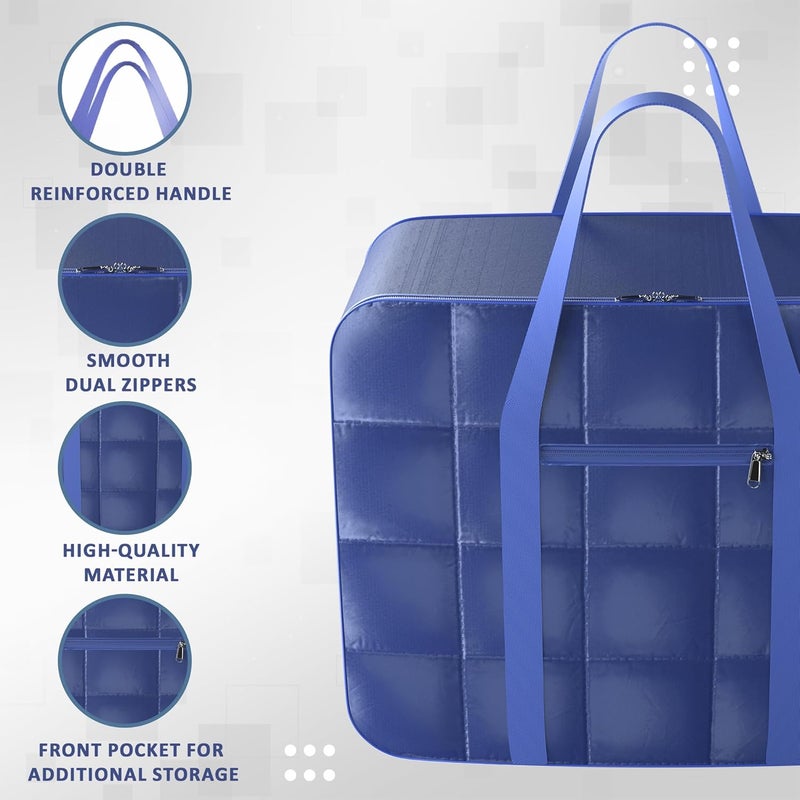 Kuber Industries Pack of 2 Parachute 120L Large King Size Dustproof Underbed Storage BoxBlanket Storage BagsCover Double Bed Storage BagStorage Bag for Clothes Documents Books ToysNavy Blue - Image 4