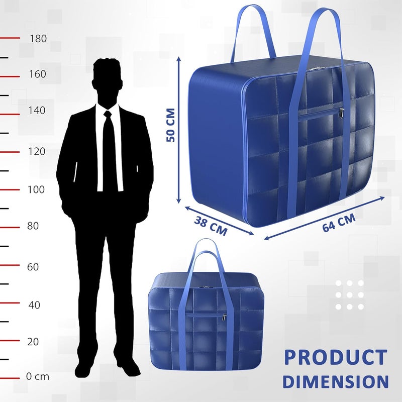 Kuber Industries Pack of 2 Parachute 120L Large King Size Dustproof Underbed Storage BoxBlanket Storage BagsCover Double Bed Storage BagStorage Bag for Clothes Documents Books ToysNavy Blue - Image 3