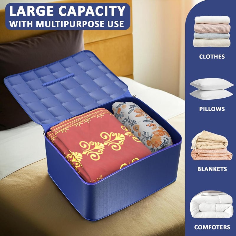 Kuber Industries Pack of 2 Parachute 120L Large King Size Dustproof Underbed Storage BoxBlanket Storage BagsCover Double Bed Storage BagStorage Bag for Clothes Documents Books ToysNavy Blue - Image 5