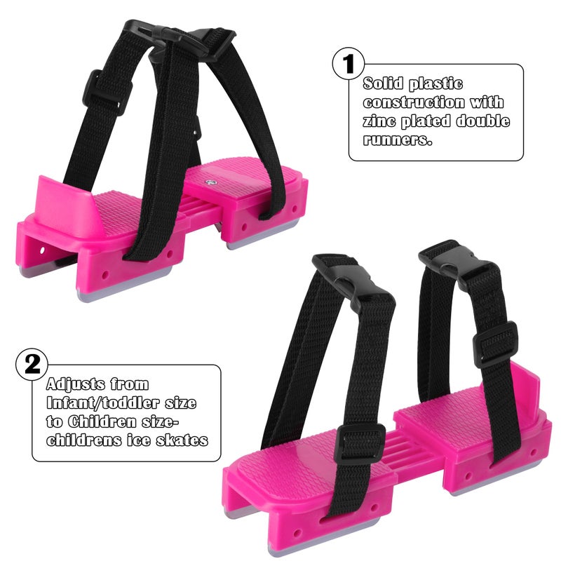 Shupakul 1 Pair Toddler Ice Skates, Adjustable Kids Ice Skates with Touch Fastener, Pink Double Runner Ice Skates for Toddler Winter Beginner Ski - Image 3