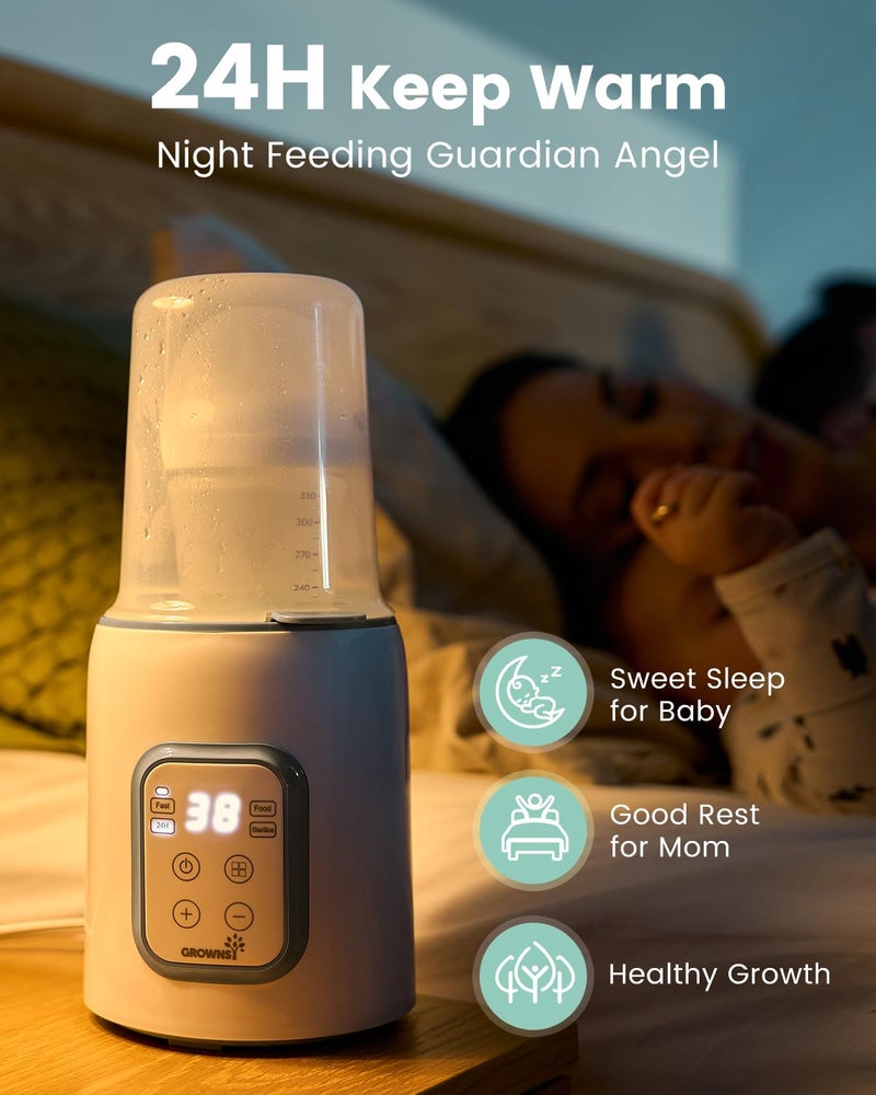 GROWNSY Bottle Warmer, GROWNSY 8-in-1 Fast Baby Milk Warmer with Timer for Breastmilk or Formula, Accurate Temperature Control, with Defrost, Sterili-zing, Keep, Heat Baby Food Jars Function  - Image 5