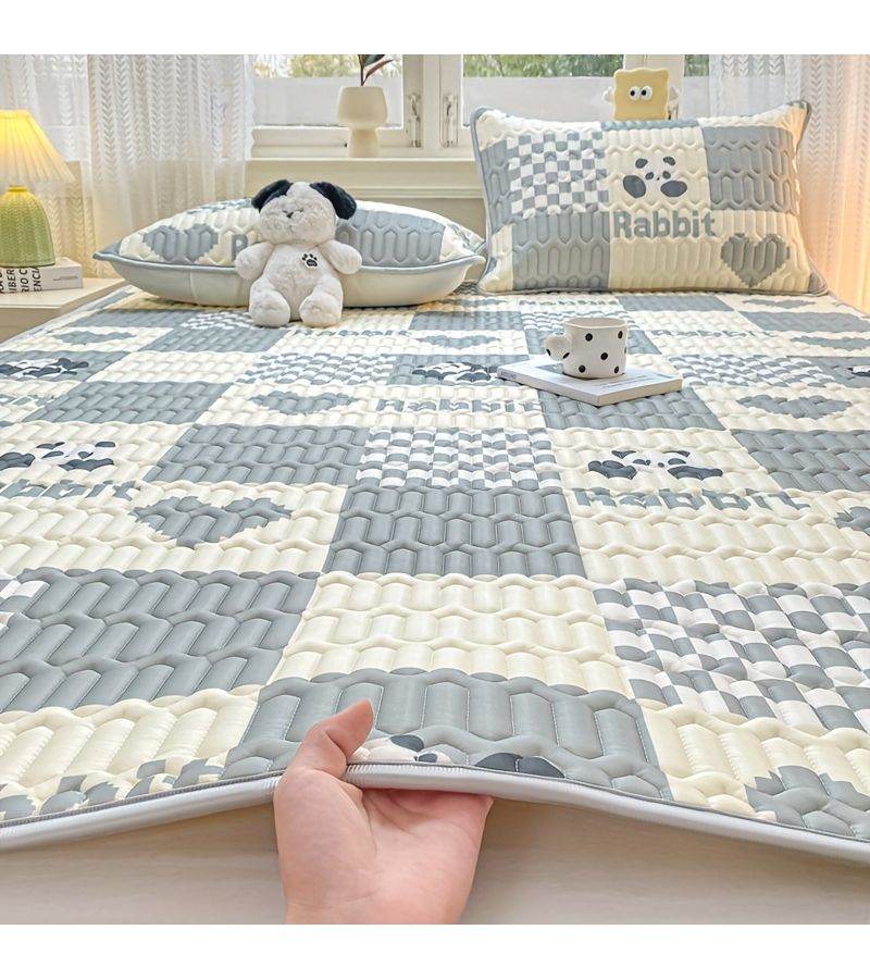 1PC Panda Pudge Cartoon Print Latex Mat 59 06 By 78 74 Inches Soft Breathable Foldable Mattress Pad For Summer Bedding Home Decor - Image 1