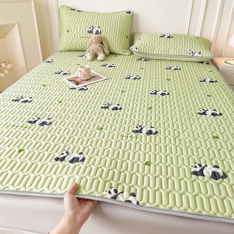 1PC Panda Pudge Cartoon Print Latex Mat 59 06 By 78 74 Inches Soft Breathable Foldable Mattress Pad For Summer Bedding Home Decor - Image 2
