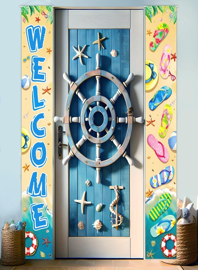 Yoirrat Summer Porch Banners Hello Hanging Welcome Outdoor Banner Sign Front Door Decorations Garden Yard Flip Flops Beach Themed Luau Aloha Pool Party Indoor Holiday Banners Seasonal Decoration Supplies - Image 5
