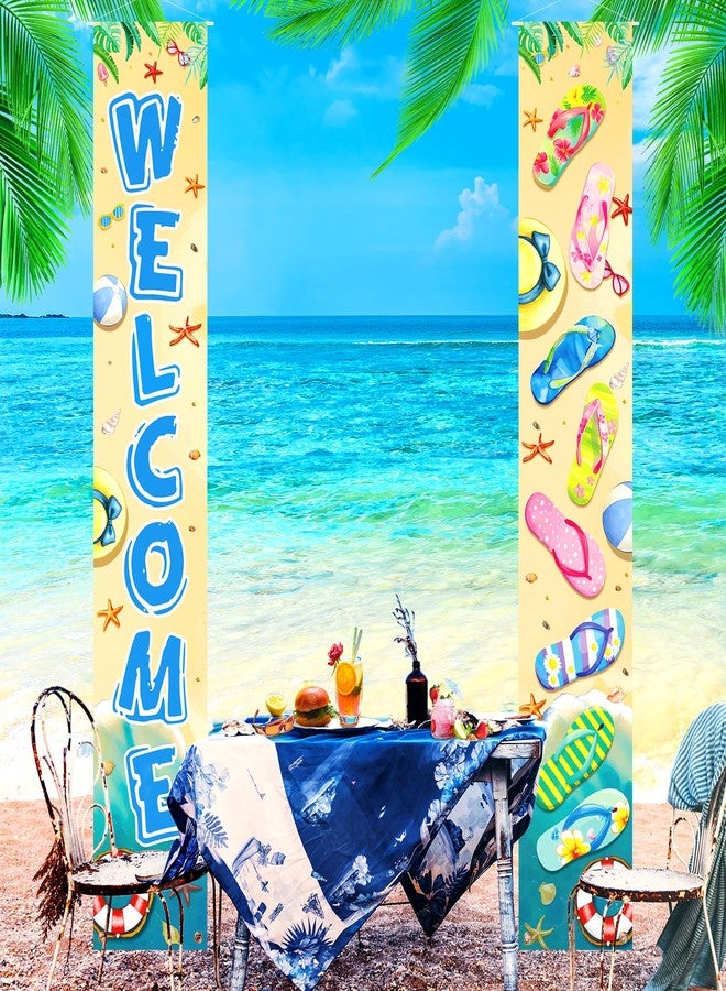 Yoirrat Summer Porch Banners Hello Hanging Welcome Outdoor Banner Sign Front Door Decorations Garden Yard Flip Flops Beach Themed Luau Aloha Pool Party Indoor Holiday Banners Seasonal Decoration Supplies - Image 4