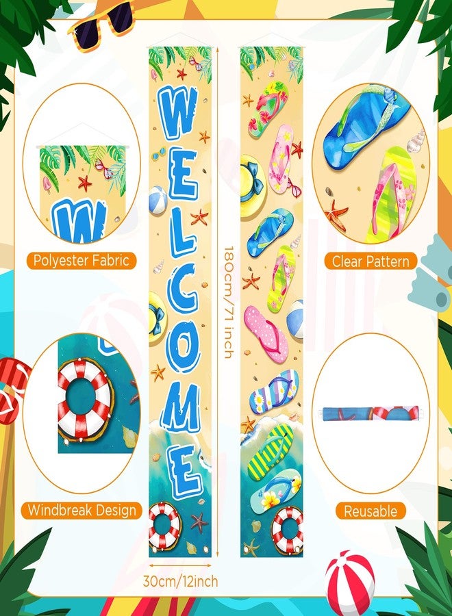 Yoirrat Summer Porch Banners Hello Hanging Welcome Outdoor Banner Sign Front Door Decorations Garden Yard Flip Flops Beach Themed Luau Aloha Pool Party Indoor Holiday Banners Seasonal Decoration Supplies - Image 2
