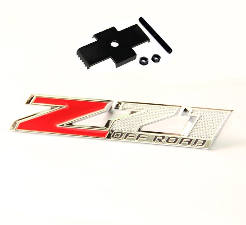 Yoaoo 1x OEM 5 Inches Grille Z71 Off Road Emblems Badge 3D Compatible with Silverado 1500 2500Hd Sierra Suburban Colorado Shiny Chrome Red