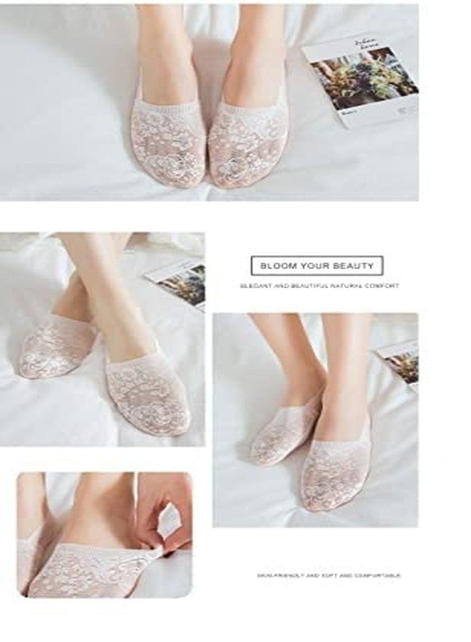 CHACKO Women Anti-Skid Lace Net Ankle Length Socks/Footie/Sock Liner/Foot Cover (Pack Of 2) Free Size,Multi - Image 5