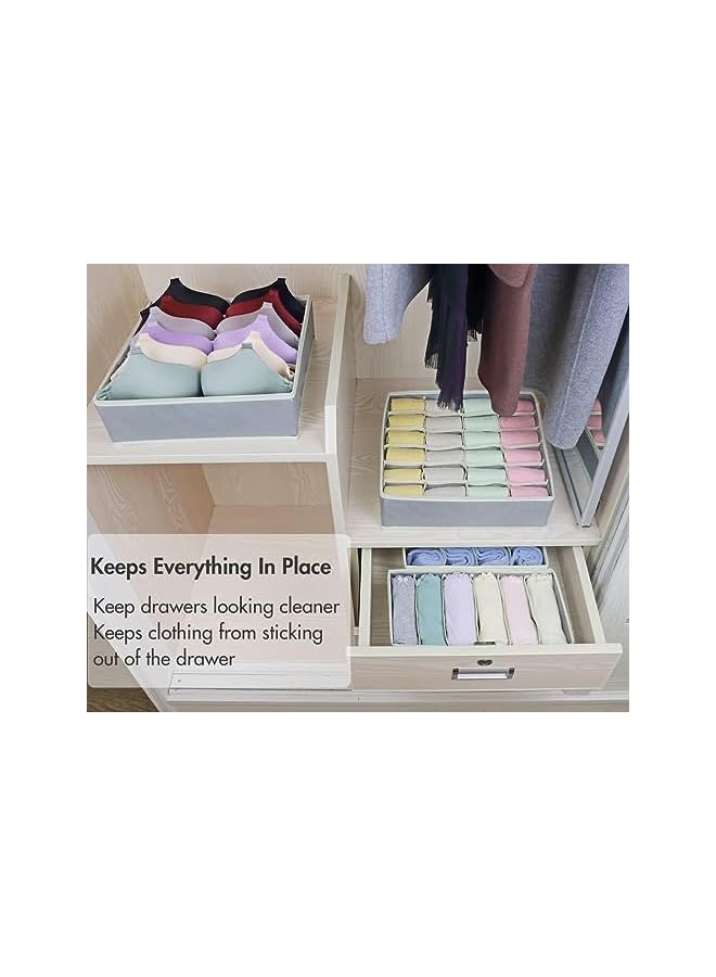 Green Tiger 4 Pack Foldable Underwear and Bras Drawer Organizers, Fabric Closet Dresser Drawers Organizers Dividers, Clothing Storage Organizers Box for Lingerie, Panties, Socks, Briefs, Ties, Gray - Image 3