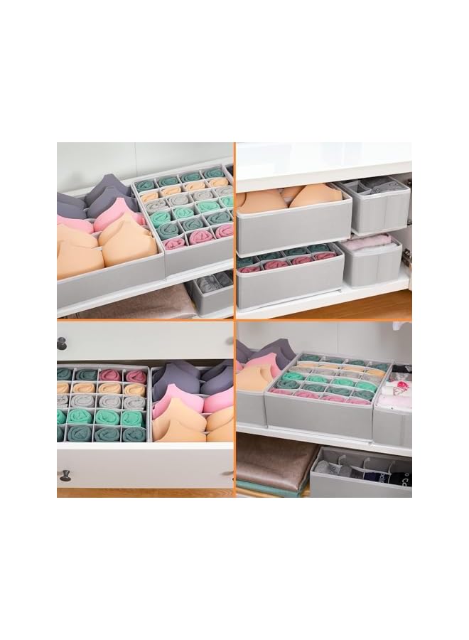 Green Tiger 4 Pack Foldable Underwear and Bras Drawer Organizers, Fabric Closet Dresser Drawers Organizers Dividers, Clothing Storage Organizers Box for Lingerie, Panties, Socks, Briefs, Ties, Gray - Image 5