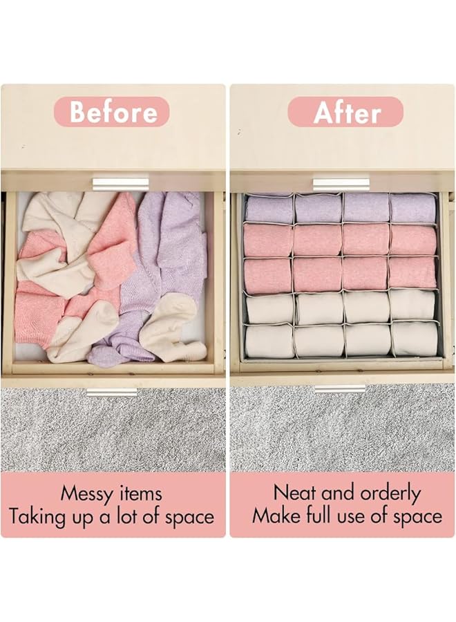 Green Tiger 4 Pack Foldable Underwear and Bras Drawer Organizers, Fabric Closet Dresser Drawers Organizers Dividers, Clothing Storage Organizers Box for Lingerie, Panties, Socks, Briefs, Ties, Gray - Image 4