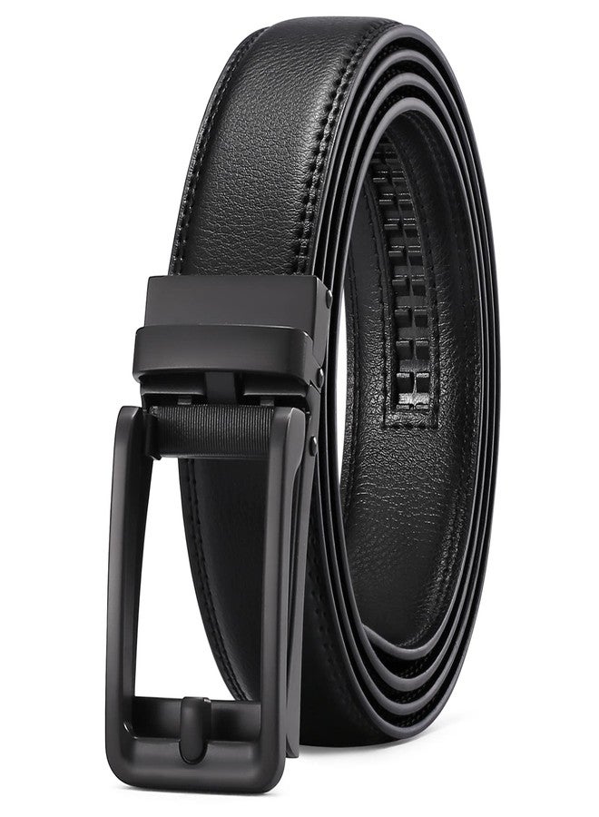 SENDEFN Men's Leather Dress Casual Belt 1 3/8" Automatic Adjustable Click Buckle Belts with Gift Box(A-black-71HS) - Image 1