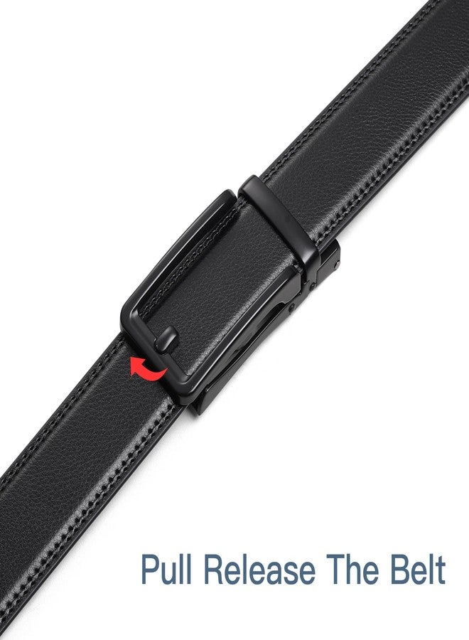 SENDEFN Men's Leather Dress Casual Belt 1 3/8" Automatic Adjustable Click Buckle Belts with Gift Box(A-black-71HS) - Image 3
