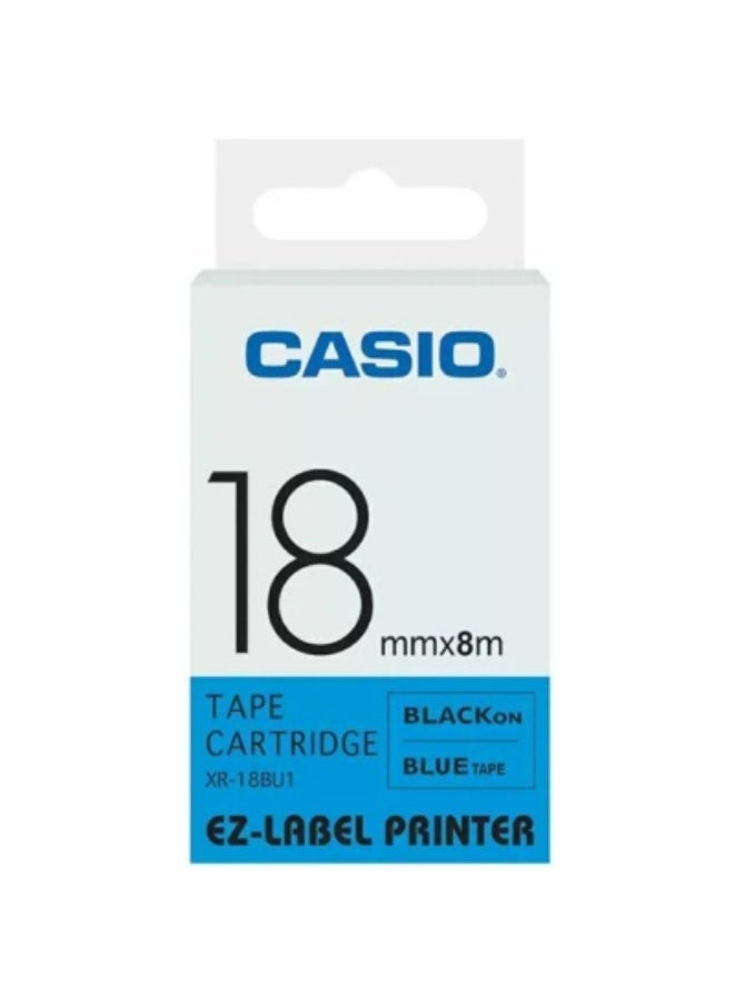 Casio tape cartridge black on blue tape XR-18BU1 - Image 1