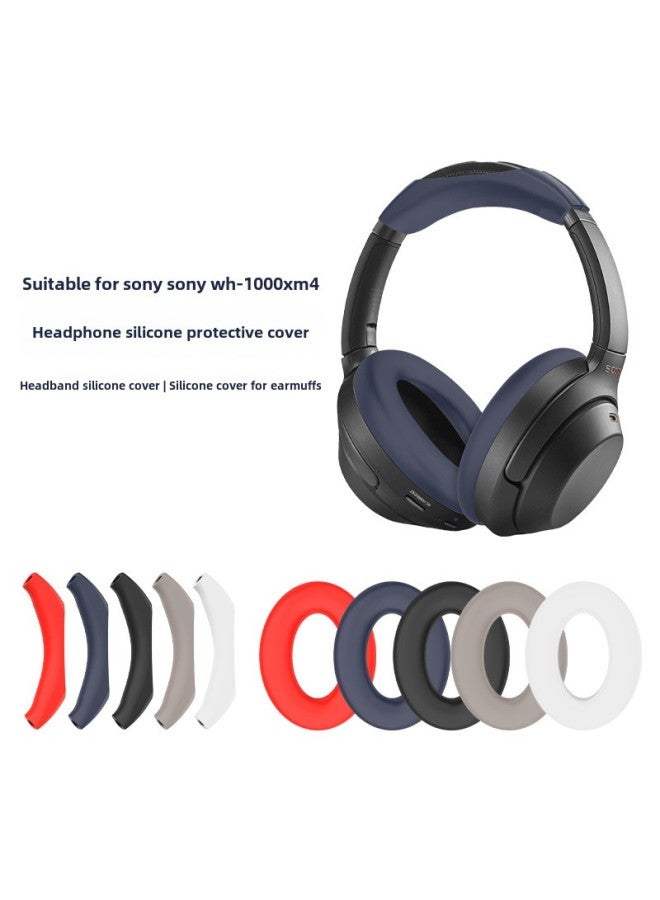Suitable For Sony Sony WH-1000 XM4 Headphone Protective Case Silicone Case Anti-fall And Dustproof Headphone Case-Color:Pair Of Creamy-white Caps-Model:Sony Sony WH-1000 XM4  - Image 2