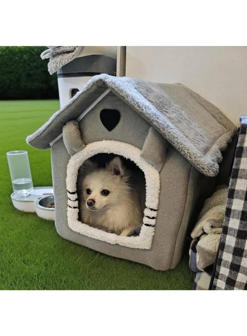 منزل قطط وكلاب فاخر من الفرو الناعم على شكل كوخ، تصميم دافئ ومريح للاستخدام داخل المنزل، قابل للطي وسهل التخزين، مزود بوسادة إسفنجية عالية الكثافة 30D قابلة للإزالة والغسل، قاعدة غير قابلة للانزلاق لثبات أعلى، مدخل واسع مخصص للقطط الكبيرة والصغيرة والكلاب الصغيرة والمتوسطة، سرير نوم مريح للحيوانات الأليفة، منزل داخلي ناعم للراحة والاسترخاء، بيت قابل للغسل بالكامل، مناسب للقطط الكبيرة الحجم والقطط المتوسطة والجراء، هيكل مرن يحافظ على الشكل، مثالي للاستخدام اليومي في غرف النوم وغرف المعيشة - Image 3