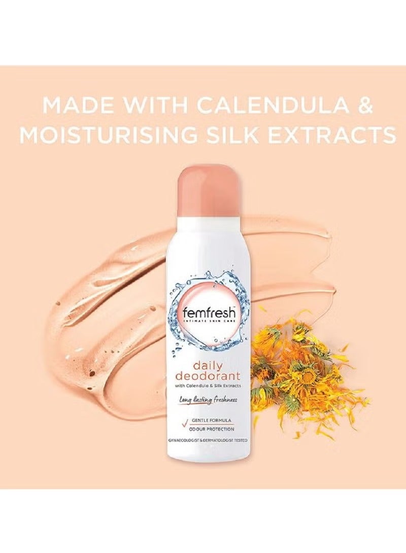 femfresh Daily Care Freshness Deodorant Spray With Moisuring Silk Extract For Intimate Feminine Areas Care Gentle Refreshing Fragrance And Long-Lasting Comfort Cleanliness Sense 125 ml - Image 2