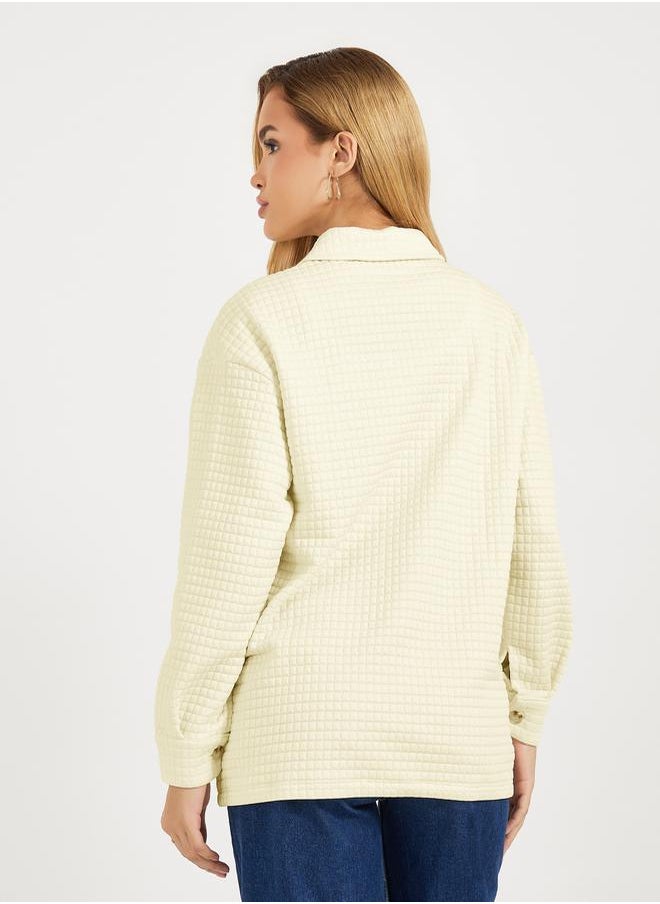 Styli - Oversized Longline Textured Button Down Shacket - Image 1