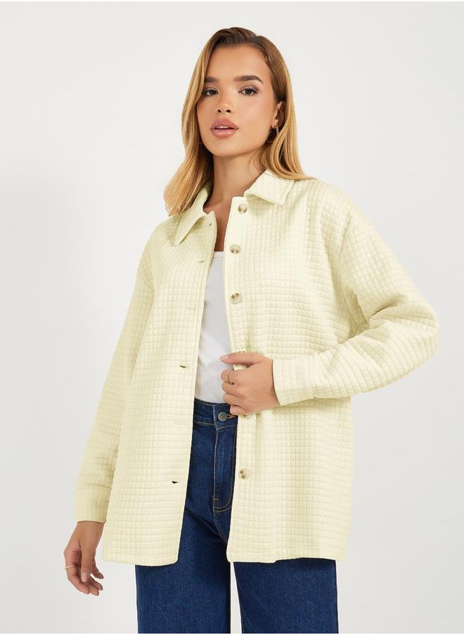 Styli - Oversized Longline Textured Button Down Shacket - Image 1