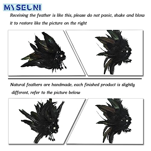 MYSEUNI Glod Masquerade Mask for Couples - Women's Mask with Feathers & Venetian Masks for Men - Party, Mardi Gras, Halloween, Cosplay, Prom, Christmas - Image 4
