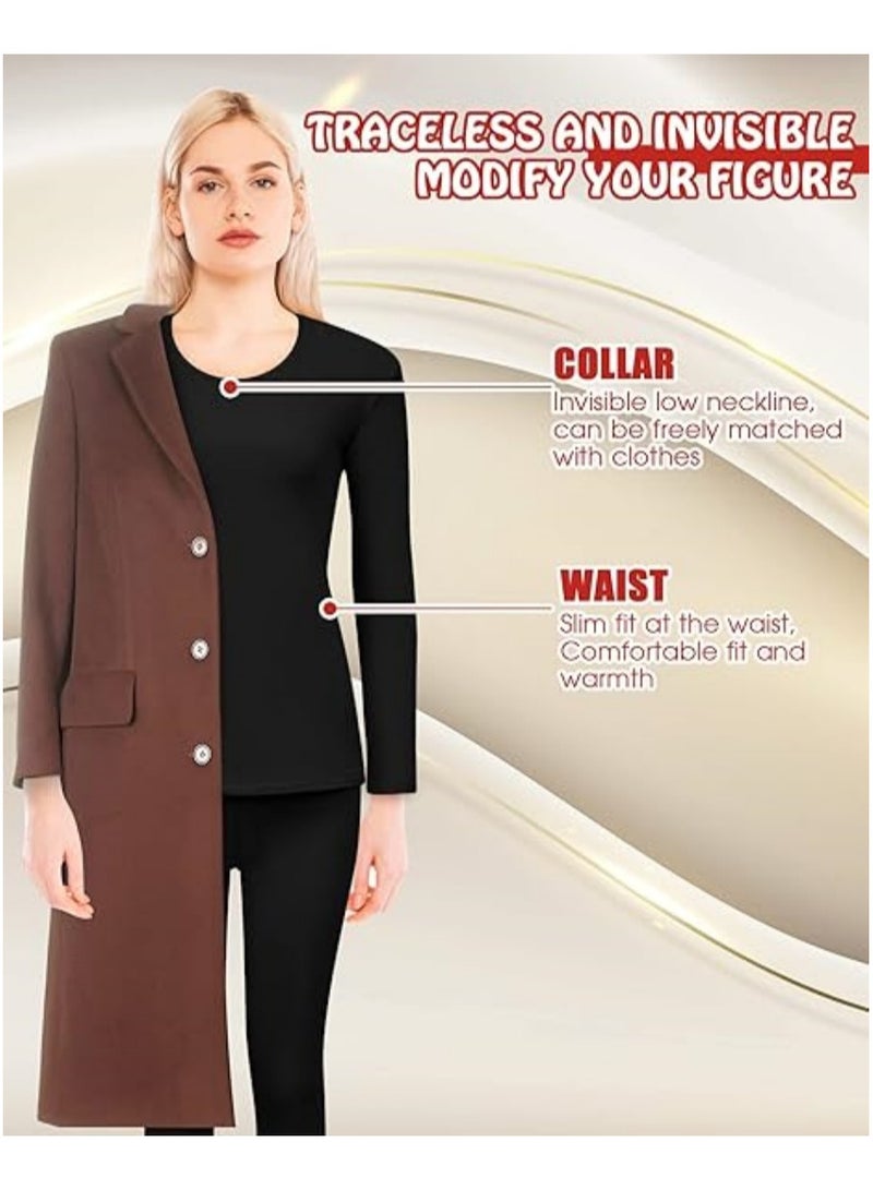 AUTOYSUR Women Thick Thermal Underwear Set, Ladies Self-heating Long Johns Thermal Set, Premium Soft Hyaluronic Acid Water-locking Base Layer Tops & Bottoms for Hiking, Beige - Image 4