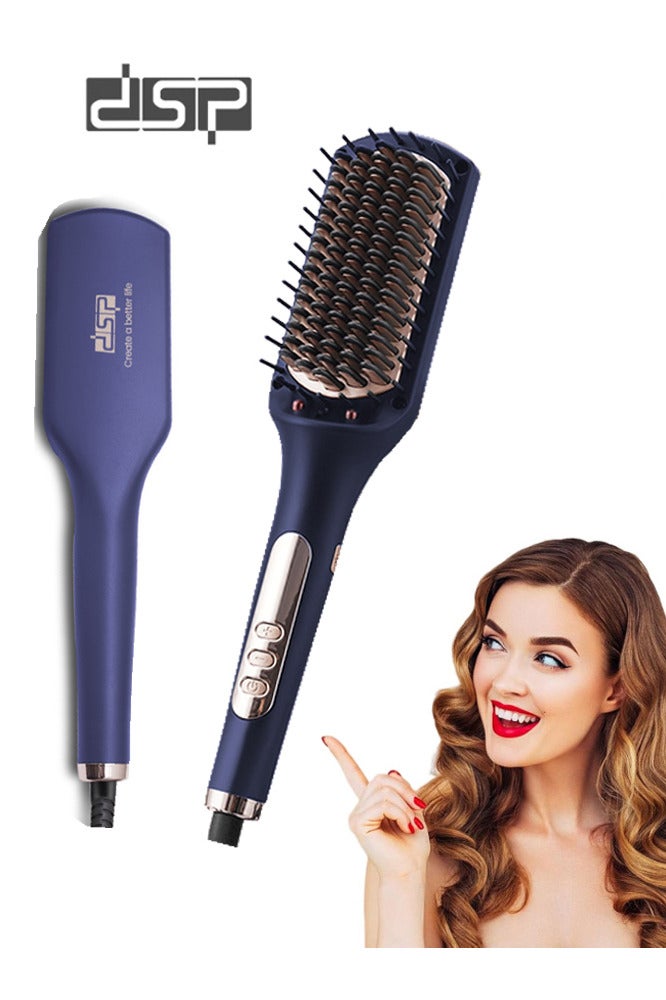 DSP Hair Dryer & Straightening Brush,6 Temp Settings (270℉-450℉),Negative Ion Ceramic Straightener Brush for Women, 11009 - Image 1