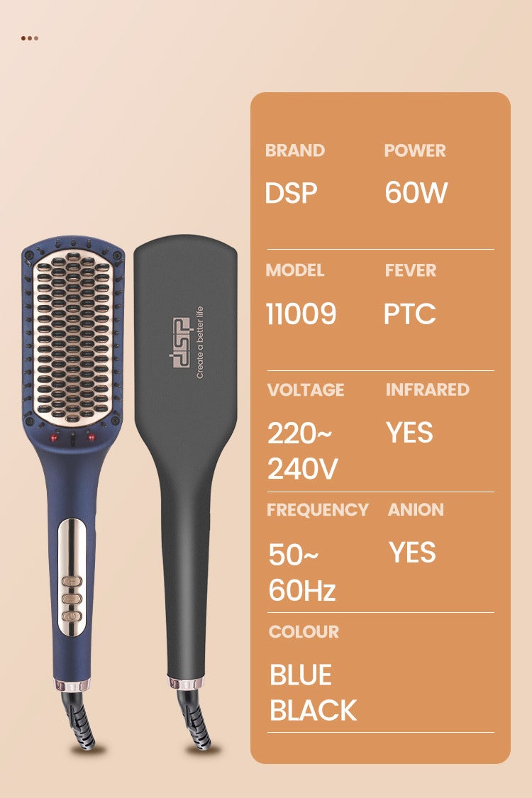 DSP Hair Dryer & Straightening Brush,6 Temp Settings (270℉-450℉),Negative Ion Ceramic Straightener Brush for Women, 11009 - Image 2