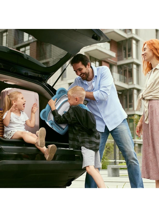 تراسل طفل حوض الاستحمام القابل للطي، حوض استحمام الطفل مع وسادة لينة ومقياس الحرارة في الوقت الحقيقي، طفل حوض الاستحمام الرضع إلى حوض الأطفال (0-36 شهرا)، منقل حمام سفر حديثي الولادة - Image 2