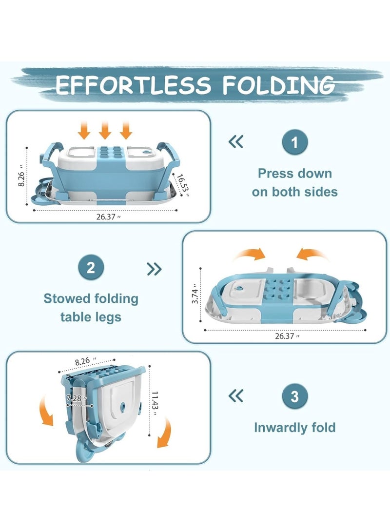 تراسل طفل حوض الاستحمام القابل للطي، حوض استحمام الطفل مع وسادة لينة ومقياس الحرارة في الوقت الحقيقي، طفل حوض الاستحمام الرضع إلى حوض الأطفال (0-36 شهرا)، منقل حمام سفر حديثي الولادة - Image 4