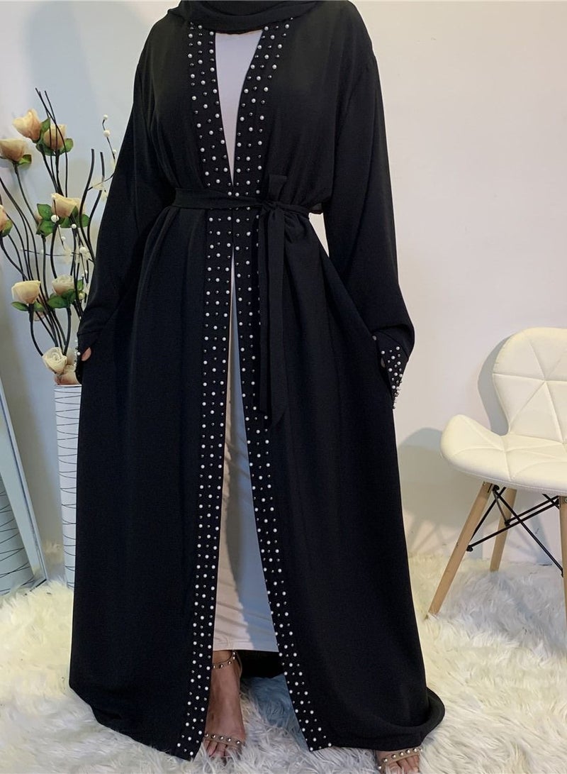 Loquat Fashionable And Elegant Muslim Lace Cardigan Robe 
