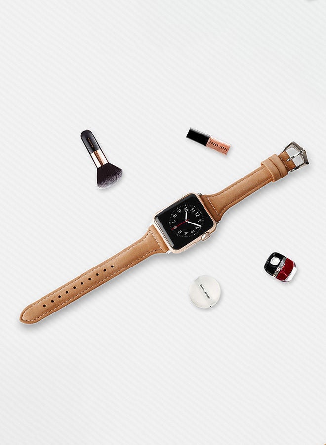 NIBEMINENT Replacement Band For Apple Watch Series 3 38mm Coffee - Image 2