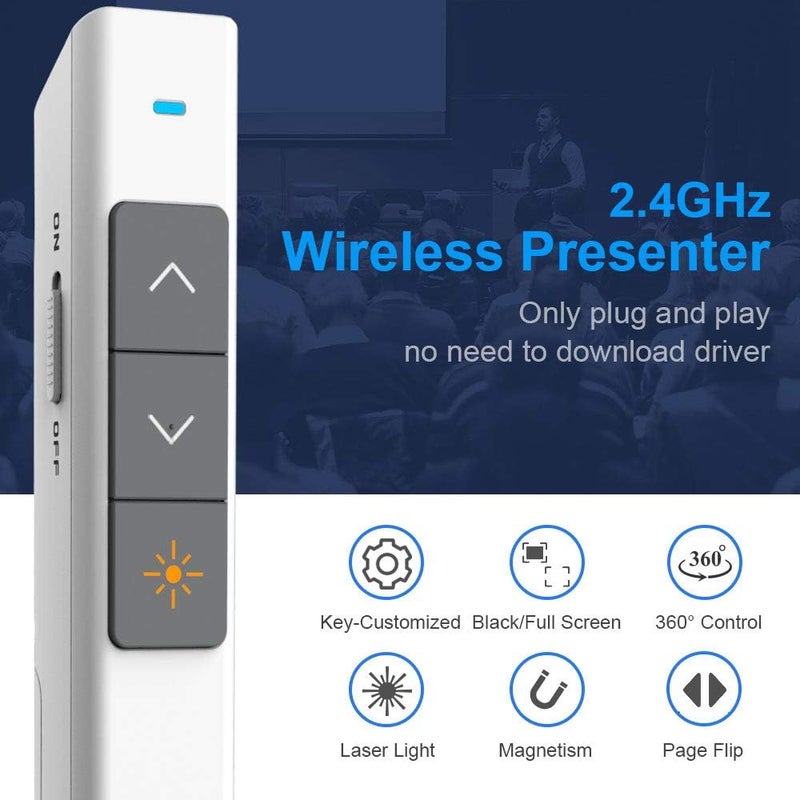 نوروي جهاز التحكم اللاسلكي للعروض التقديمية N26، جهاز التحكم عن بعد للعروض، مؤشر PowerPoint للعروض التقديمية، جهاز التحكم اللاسلكي للعروض - أبيض - Image 5