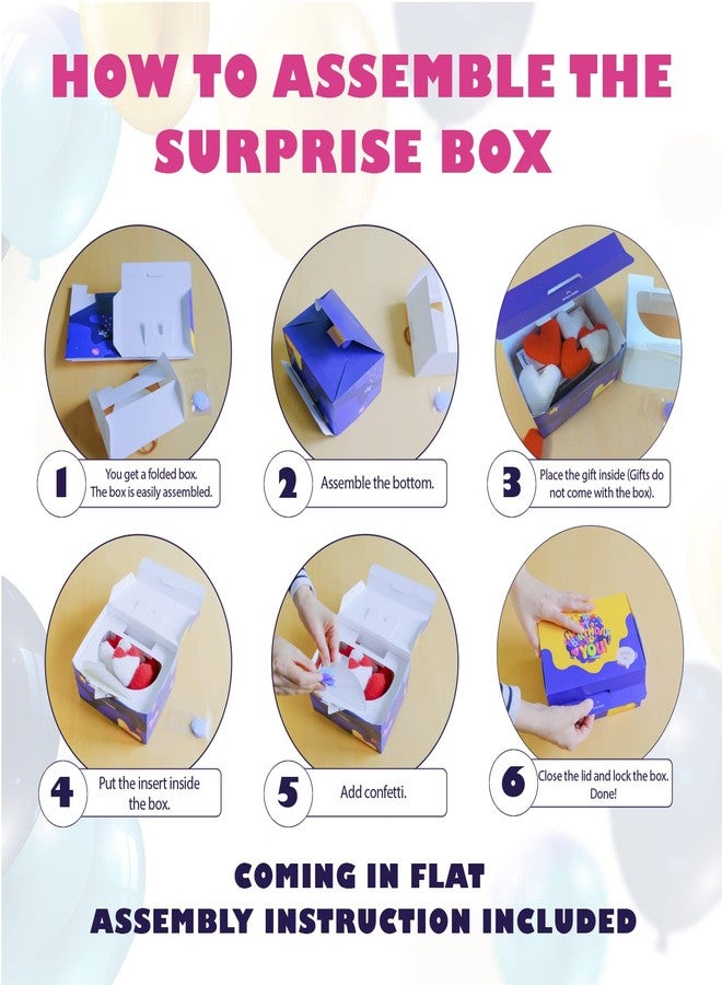 FETTIPOP Gift Box DIY (Premium Purple), Gift Box Exploding Confetti - Happy Birthday, Surprise Prank Box Pop Up 7.2x5.5x4.3 in. - Image 5
