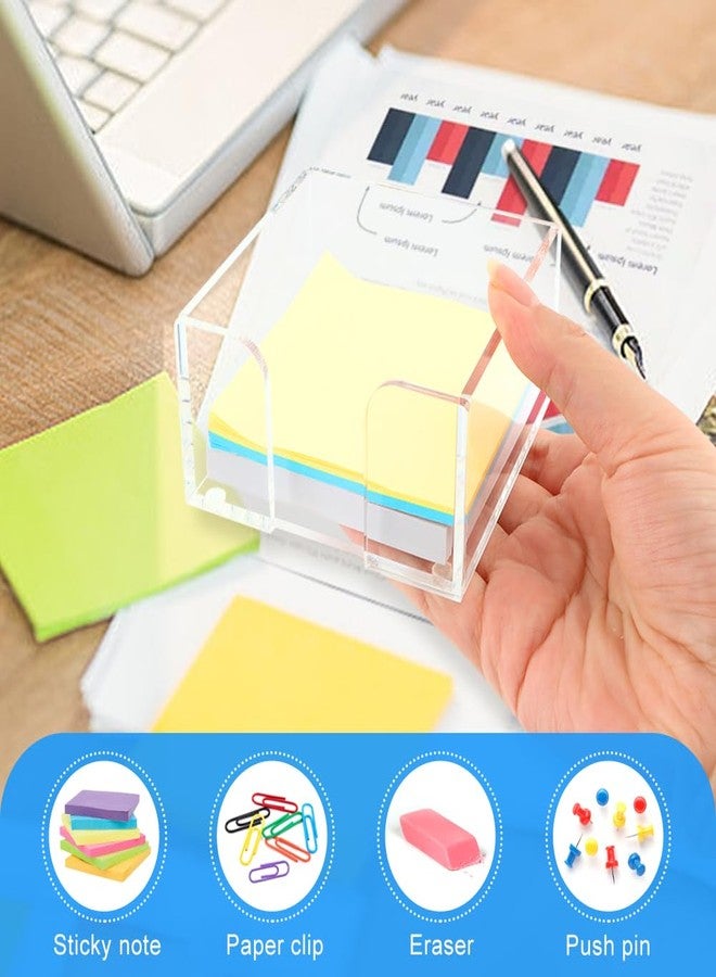 QWLWBU Acrylic Sticky Note Holder,3 x 3 Crystal Clear Acrylic Notepad Holder,Acrylic Sticky Note Dispenser Sticky Notepad Holder for Dorm Room and Office Desk Organizer - Image 5